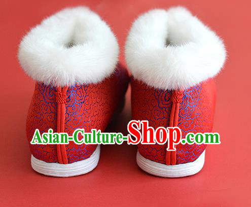 China Bride Shoes Traditional Red Satin Shoes National Cotton Padded Shoes China Bride Shoes Traditional Red Satin Shoes National Cotton Padded Shoes