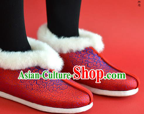 China Bride Shoes Traditional Red Satin Shoes National Cotton Padded Shoes China Bride Shoes Traditional Red Satin Shoes National Cotton Padded Shoes
