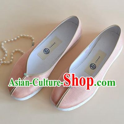 China Traditional Hanfu Pink Satin Shoes National Young Lady Shoes