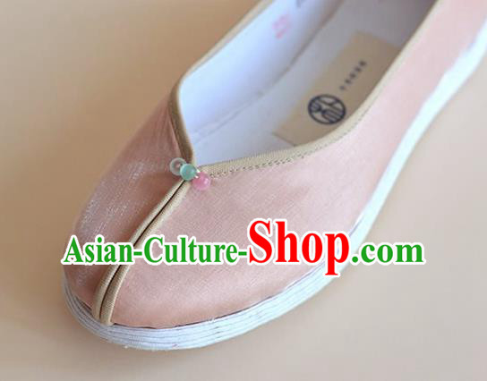 China Traditional Hanfu Pink Satin Shoes National Young Lady Shoes China Traditional Hanfu Pink Satin Shoes National Young Lady Shoes