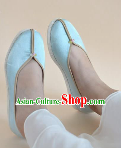 China National Shoes Traditional Hanfu Light Blue Satin Shoes Women Shoes China National Shoes Traditional Hanfu Light Blue Satin Shoes Women Shoes