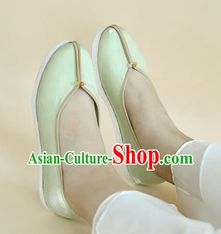 China Traditional Hanfu Light Green Satin Shoes Women Shoes National Shoes China Traditional Hanfu Light Green Satin Shoes Women Shoes National Shoes