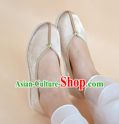 China Women Shoes National Shoes Traditional Hanfu Champagne Satin Shoes China Women Shoes National Shoes Traditional Hanfu Champagne Satin Shoes