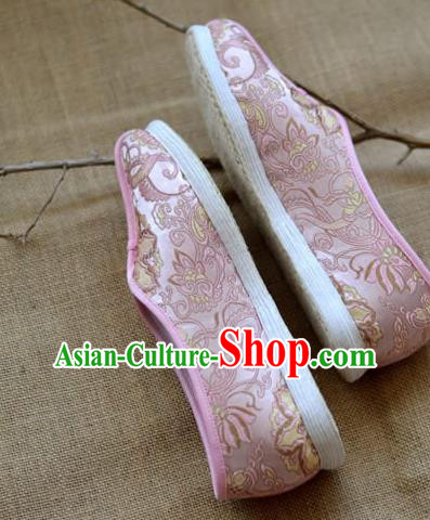 China Traditional Tai Chi Shoes National Women Cloth Shoes Pink Brocade Shoes China Traditional Tai Chi Shoes National Women Cloth Shoes Pink Brocade Shoes