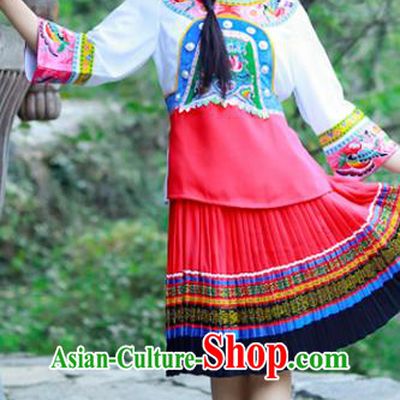 Chinese Miao Nationality Young Lady Clothing Hmong Ethnic Folk Dance Costumes