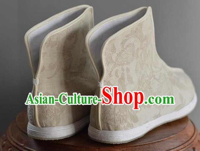 China Handmade Beige Cloth Shoes Ancient Swordsman Short Boots China Handmade Beige Cloth Shoes Ancient Swordsman Short Boots
