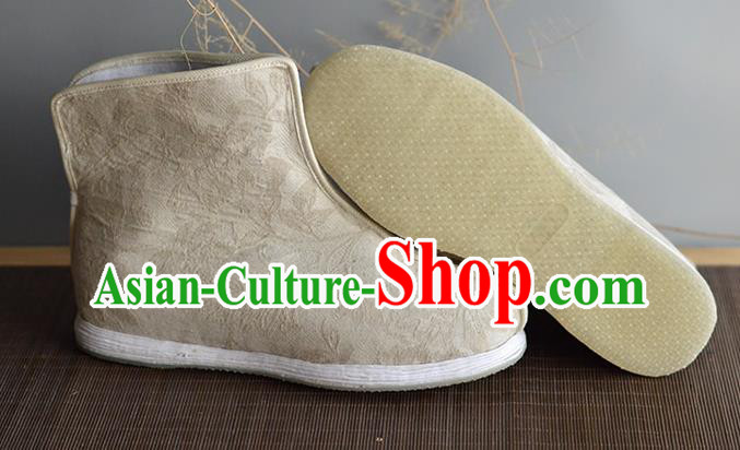 China Handmade Beige Cloth Shoes Ancient Swordsman Short Boots China Handmade Beige Cloth Shoes Ancient Swordsman Short Boots