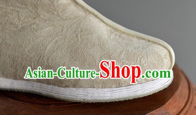 China Handmade Beige Cloth Shoes Ancient Swordsman Short Boots China Handmade Beige Cloth Shoes Ancient Swordsman Short Boots
