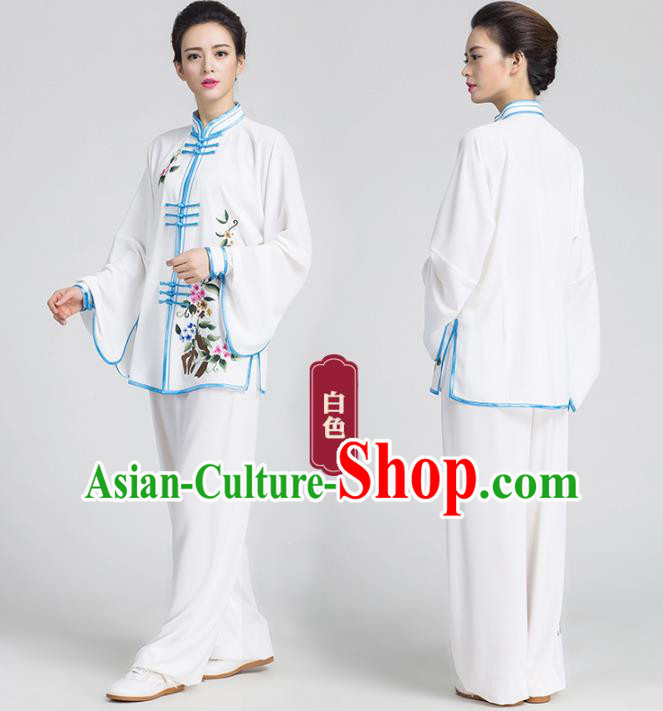 Chinas Traditional Embroidered White Outfits Top Kung Fu Tai Chi Competition Costume Chinas Traditional Embroidered White Outfits Top Kung Fu Tai Chi Competition Costume