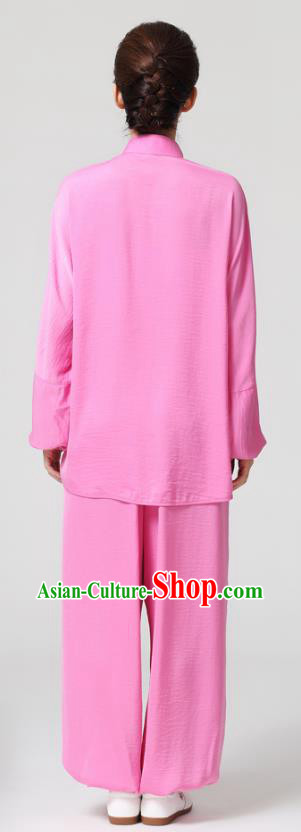 China Tai Chi Chuan Competition Embroidered Uniforms Traditional Martial Arts Pink Flax Clothing China Tai Chi Chuan Competition Embroidered Uniforms Traditional Martial Arts Pink Flax Clothing