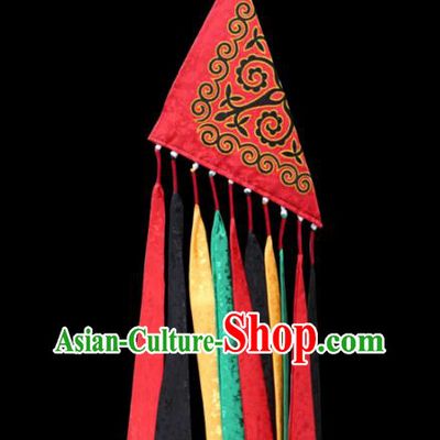 China Traditional Yi Nationality Red Waist Accessories Liangshan Ethnic Minority Triangle Sachet Pendant