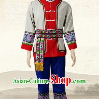 China Tujia Nationality Folk Dance Costumes Hunan Ethnic Minority Stage Show Outfits Clothing and Hat