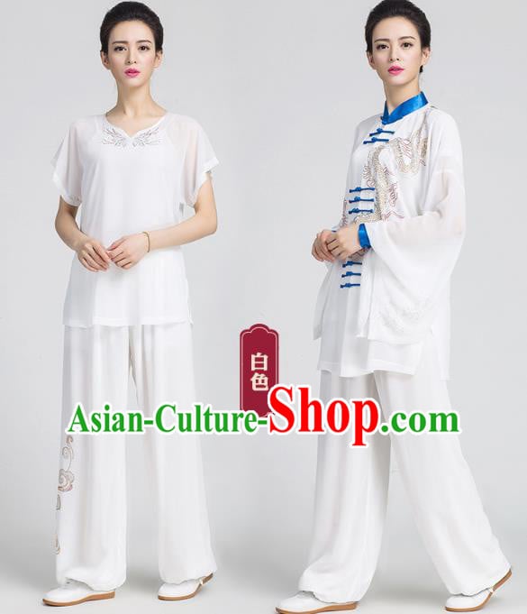 China Tai Chi Kung Fu White Three Pieces Uniforms Martial Arts Competition Clothing China Tai Chi Kung Fu White Three Pieces Uniforms Martial Arts Competition Clothing