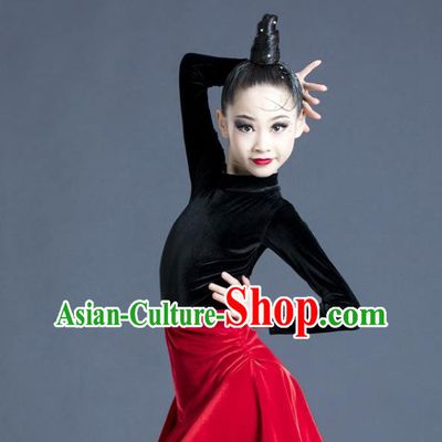 Top Modern Dance Clothing Children Latin Dance Dress Professional Dance Costume