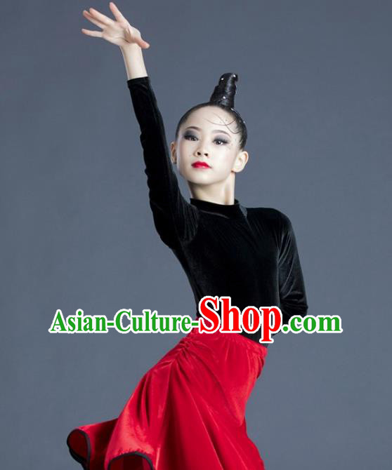 Top Modern Dance Clothing Children Latin Dance Dress Professional Dance Costume Top Modern Dance Clothing Children Latin Dance Dress Professional Dance Costume