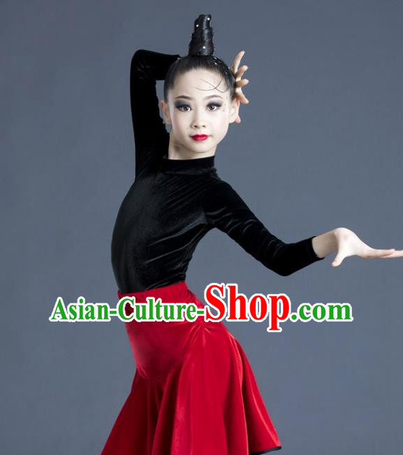 Top Modern Dance Clothing Children Latin Dance Dress Professional Dance Costume Top Modern Dance Clothing Children Latin Dance Dress Professional Dance Costume