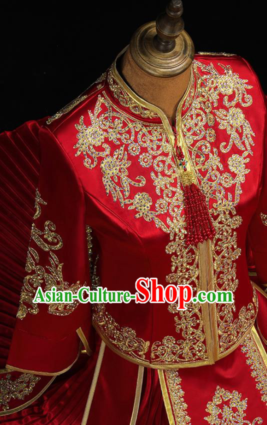 Chinese Classical Xiuhe Suit Red Outfits Traditional Wedding Clothing Bride Embroidered Costumes Chinese Classical Xiuhe Suit Red Outfits Traditional Wedding Clothing Bride Embroidered Costumes