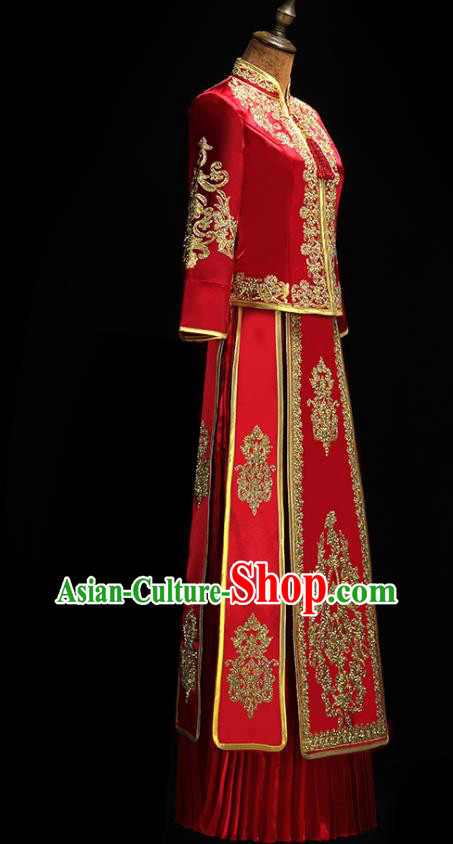 Chinese Classical Xiuhe Suit Red Outfits Traditional Wedding Clothing Bride Embroidered Costumes Chinese Classical Xiuhe Suit Red Outfits Traditional Wedding Clothing Bride Embroidered Costumes