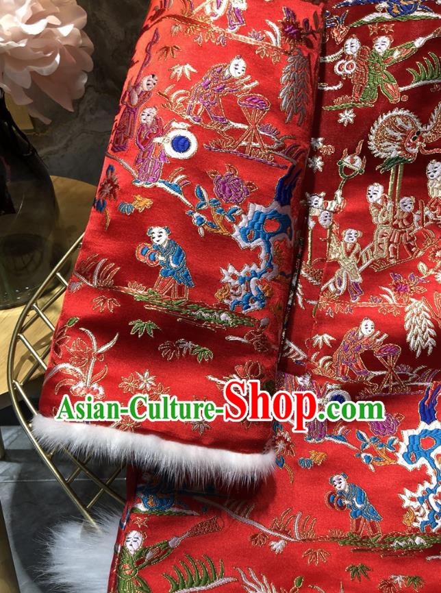 China Winter Woman Red Brocade Cotton Padded Jacket Traditional Tang Suit Outer Garment China Winter Woman Red Brocade Cotton Padded Jacket Traditional Tang Suit Outer Garment