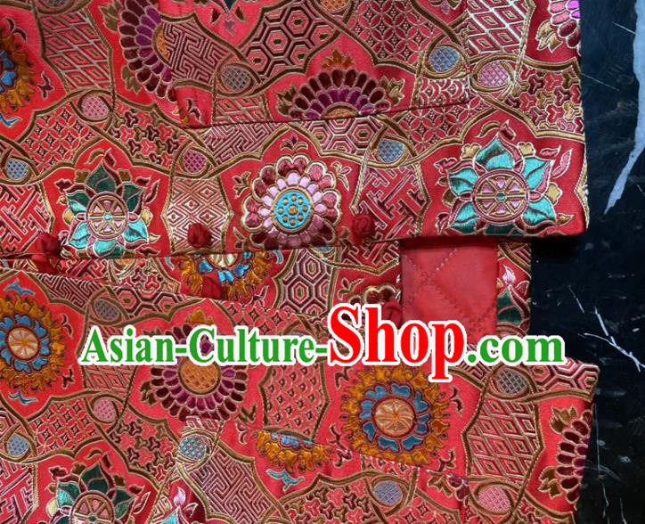 China Woman New Year Red Brocade Jacket Traditional Tang Suit Overcoat China Woman New Year Red Brocade Jacket Traditional Tang Suit Overcoat