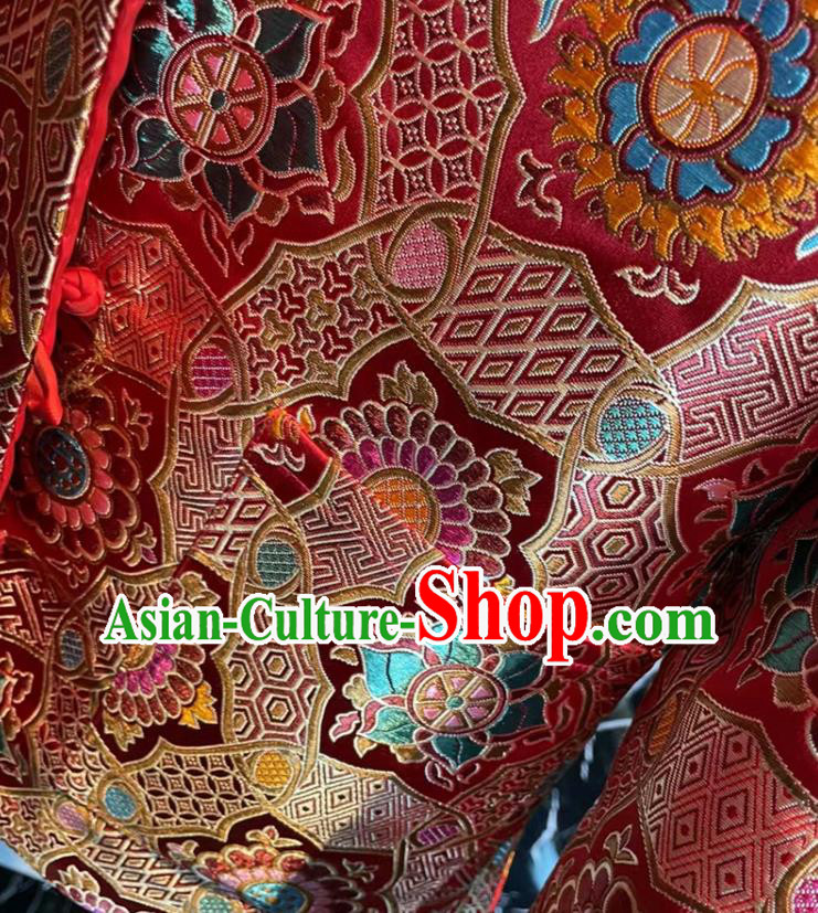 China Woman New Year Red Brocade Jacket Traditional Tang Suit Overcoat China Woman New Year Red Brocade Jacket Traditional Tang Suit Overcoat