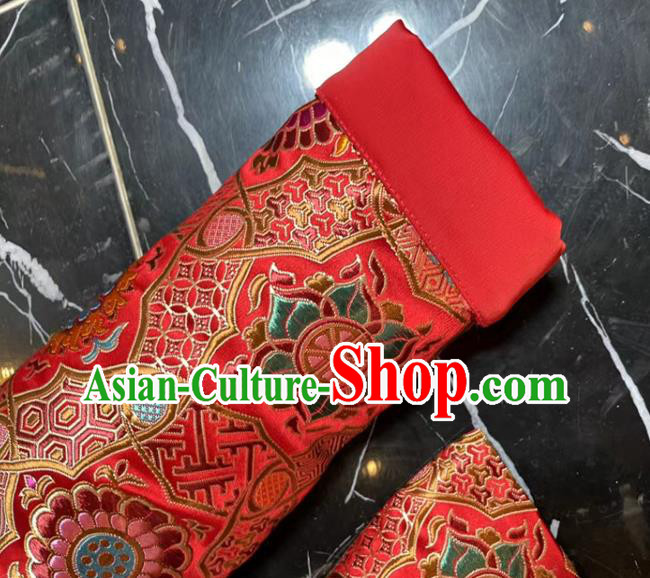 China Woman New Year Red Brocade Jacket Traditional Tang Suit Overcoat China Woman New Year Red Brocade Jacket Traditional Tang Suit Overcoat
