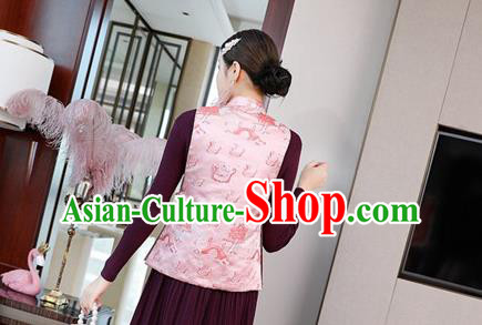 Chinese Tang Suit Waistcoat National Pink Brocade Vest Upper Outer Garment Chinese Tang Suit Waistcoat National Pink Brocade Vest Upper Outer Garment