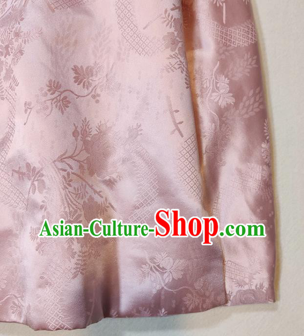 China Traditional Tang Suit Outer Garment Woman Classical Plum Blossom Pattern Pink Silk Jacket China Traditional Tang Suit Outer Garment Woman Classical Plum Blossom Pattern Pink Silk Jacket