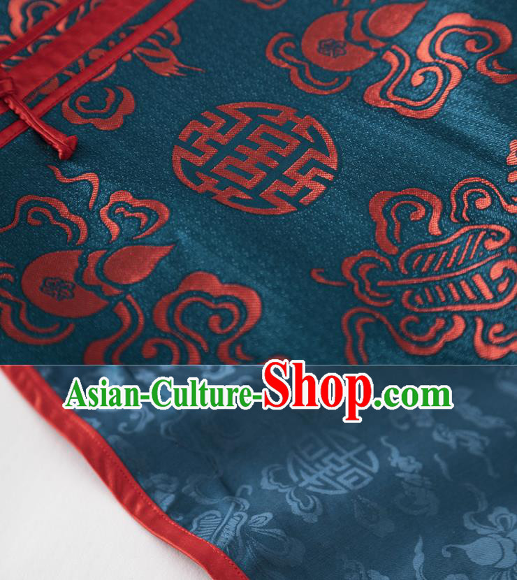 Chinese National Blue Brocade Vest Upper Outer Garment Tang Suit Waistcoat Chinese National Blue Brocade Vest Upper Outer Garment Tang Suit Waistcoat