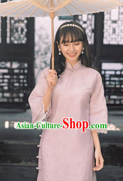 Chinese Traditional Women Clothing Lilac Qipao Dress National Cheongsam Chinese Traditional Women Clothing Lilac Qipao Dress National Cheongsam