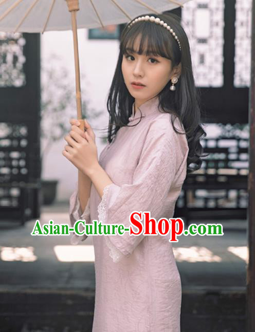 Chinese Traditional Women Clothing Lilac Qipao Dress National Cheongsam Chinese Traditional Women Clothing Lilac Qipao Dress National Cheongsam