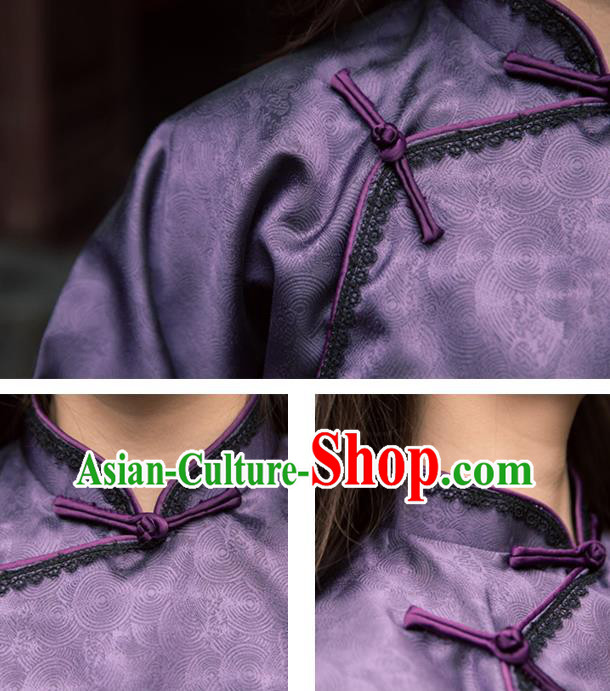 China Classical Deep Purple Cheongsam Shirt Tang Suit Upper Outer Garment China Classical Deep Purple Cheongsam Shirt Tang Suit Upper Outer Garment