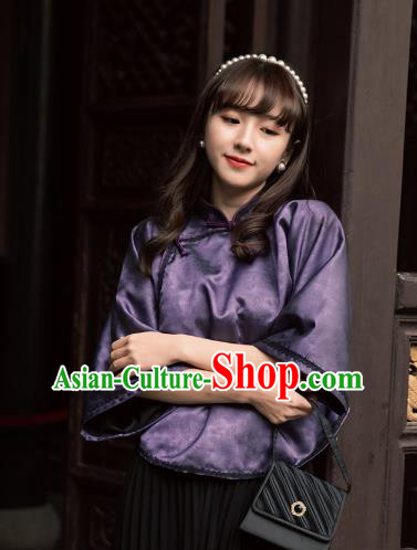 China Classical Deep Purple Cheongsam Shirt Tang Suit Upper Outer Garment China Classical Deep Purple Cheongsam Shirt Tang Suit Upper Outer Garment