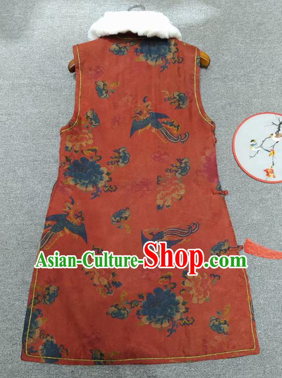Chinese Classical Phoenix Pattern Red Qipao Dress Traditional Silk Cheongsam National Women Clothing Chinese Classical Phoenix Pattern Red Qipao Dress Traditional Silk Cheongsam National Women Clothing