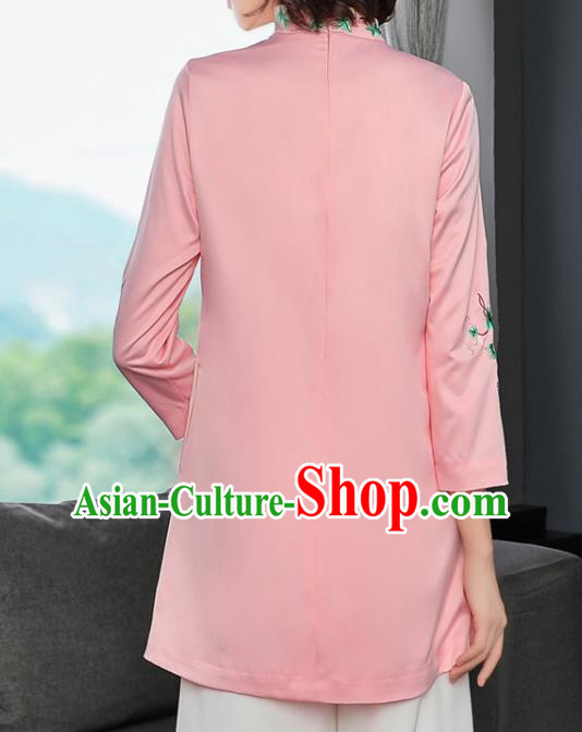 China Traditional Tang Suit Silk Coat Woman Embroidered Butterfly Pink Jacket China Traditional Tang Suit Silk Coat Woman Embroidered Butterfly Pink Jacket