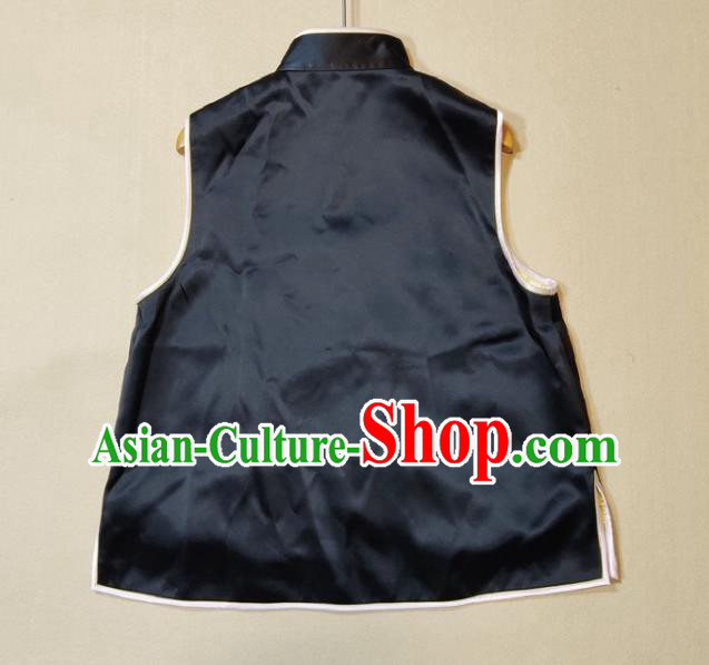 Chinese Tang Suit Waistcoat National Embroidered Butterfly Black Brocade Vest Upper Outer Garment Chinese Tang Suit Waistcoat National Embroidered Butterfly Black Brocade Vest Upper Outer Garment