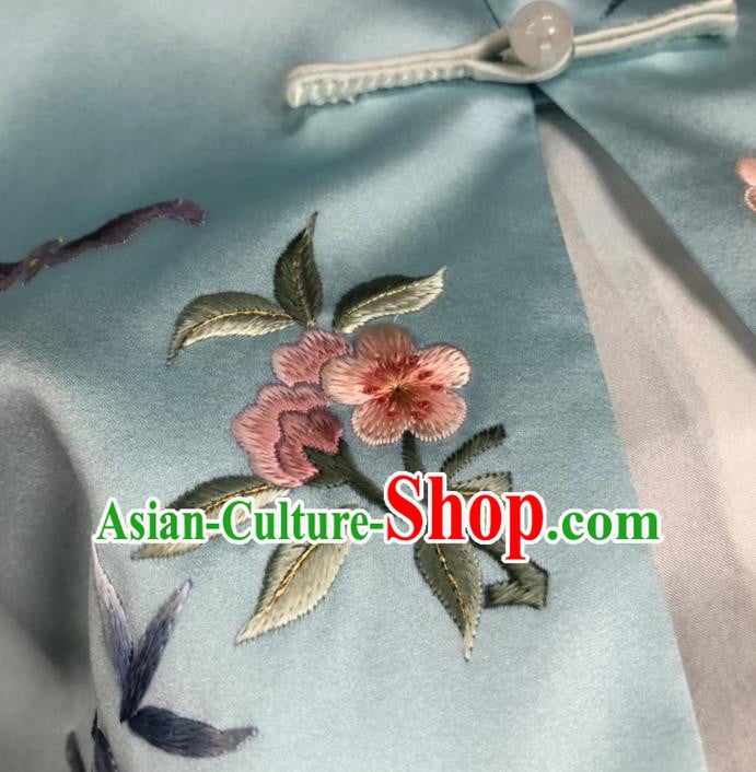 Chinese National Embroidered Blue Silk Vest Upper Outer Garment Tang Suit Waistcoat Chinese National Embroidered Blue Silk Vest Upper Outer Garment Tang Suit Waistcoat