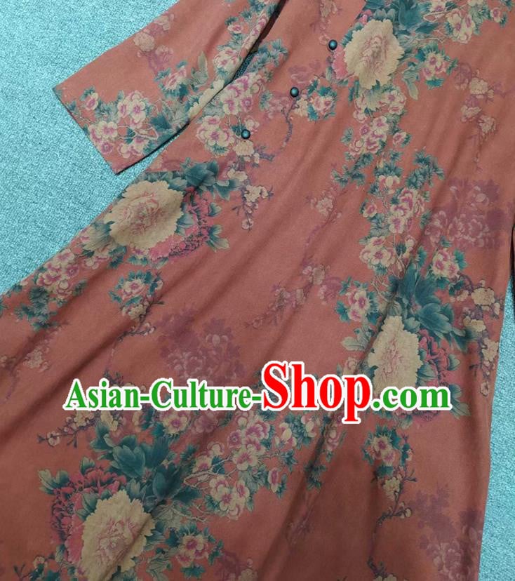 Chinese Classical Red Qipao Dress Traditional Peony Pattern Cheongsam National Women Clothing Chinese Classical Red Qipao Dress Traditional Peony Pattern Cheongsam National Women Clothing