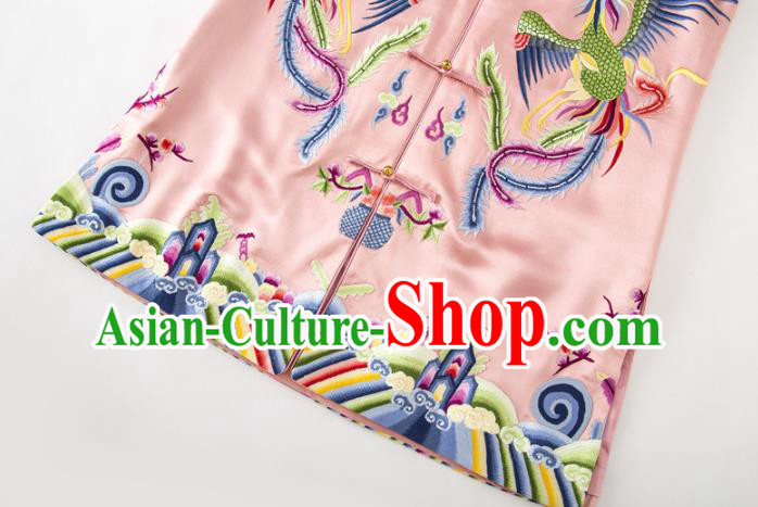 Chinese Embroidered Phoenix Pink Silk Vest National Women Clothing Tang Suit Waistcoat Chinese Embroidered Phoenix Pink Silk Vest National Women Clothing Tang Suit Waistcoat