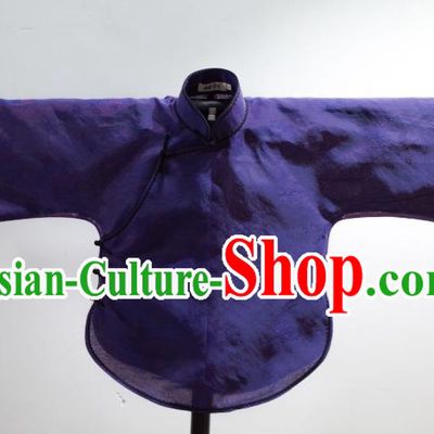 China Cheongsam Blouse Tang Suit Upper Outer Garment Classical Purple Silk Shirt