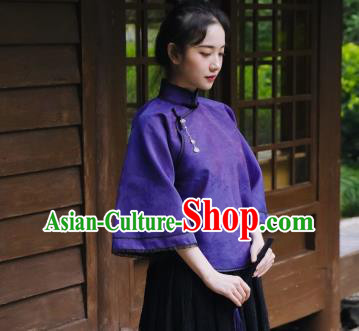 China Cheongsam Blouse Tang Suit Upper Outer Garment Classical Purple Silk Shirt China Cheongsam Blouse Tang Suit Upper Outer Garment Classical Purple Silk Shirt