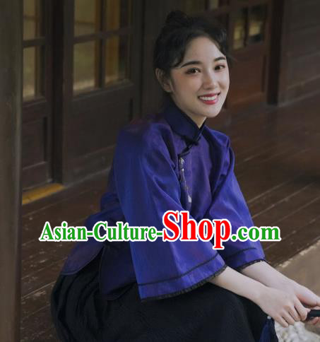 China Cheongsam Blouse Tang Suit Upper Outer Garment Classical Purple Silk Shirt China Cheongsam Blouse Tang Suit Upper Outer Garment Classical Purple Silk Shirt