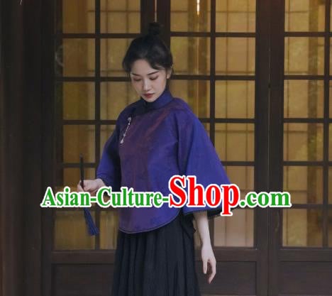 China Cheongsam Blouse Tang Suit Upper Outer Garment Classical Purple Silk Shirt China Cheongsam Blouse Tang Suit Upper Outer Garment Classical Purple Silk Shirt