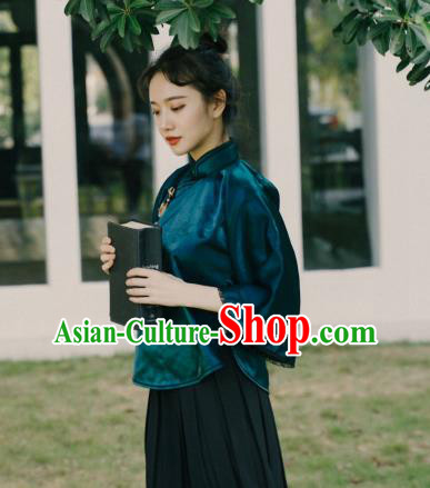 China Classical Peacock Green Shirt Cheongsam Blouse Tang Suit Upper Outer Garment Clothing China Classical Peacock Green Shirt Cheongsam Blouse Tang Suit Upper Outer Garment Clothing