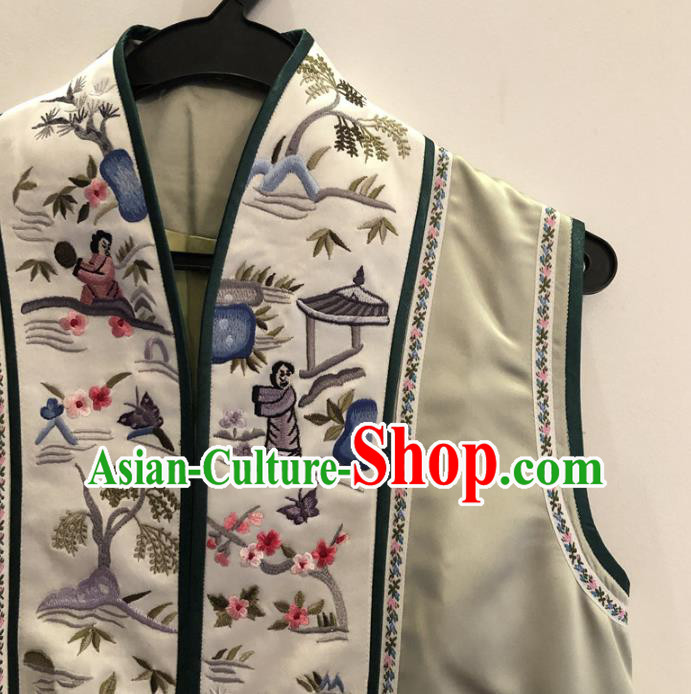 Chinese Embroidered Vest National Women Clothing Qing Dynasty Palace Lady Green Silk Waistcoat Chinese Embroidered Vest National Women Clothing Qing Dynasty Palace Lady Green Silk Waistcoat