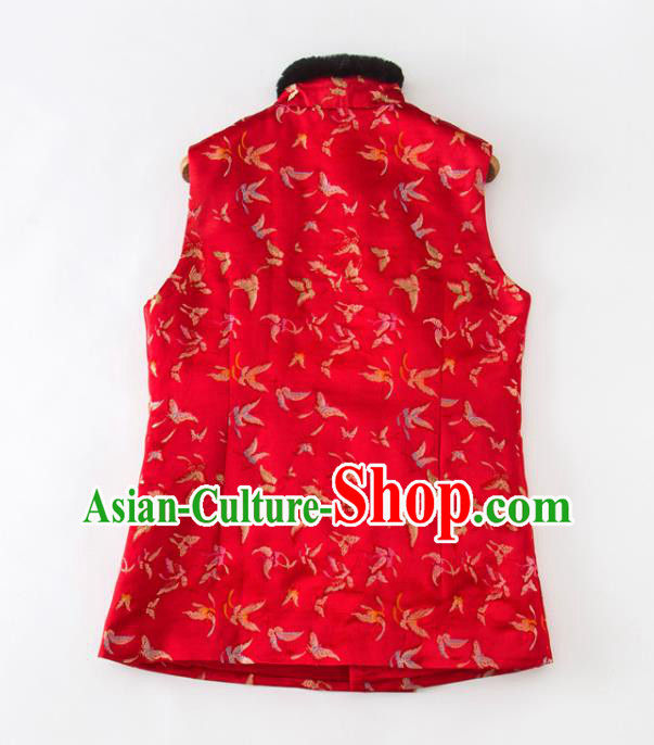 Chinese National Women Clothing Tang Suit Winter Red Waistcoat Classical Butterfly Pattern Vest Chinese National Women Clothing Tang Suit Winter Red Waistcoat Classical Butterfly Pattern Vest