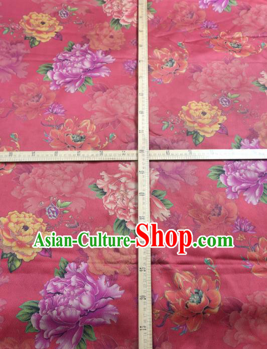 China Traditional Gambiered Guangdong Gauze Cheongsam Fabric Classical Peony Pattern Red Silk China Traditional Gambiered Guangdong Gauze Cheongsam Fabric Classical Peony Pattern Red Silk