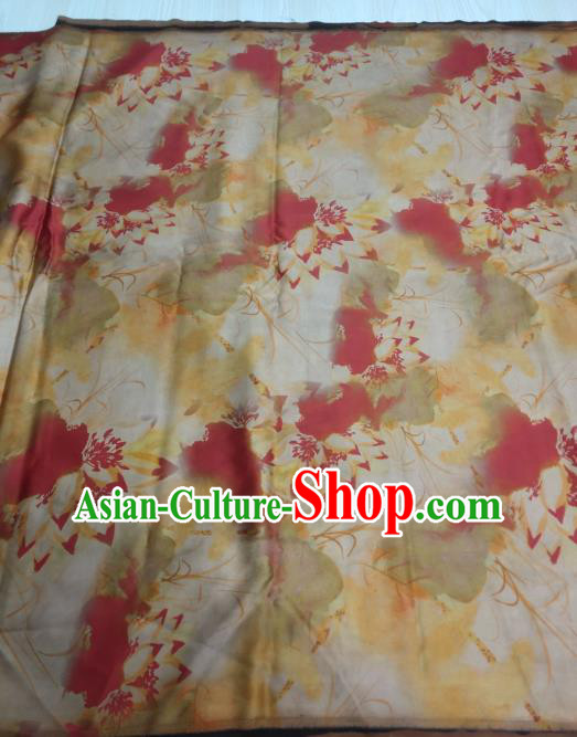 China Traditional Gambiered Guangdong Gauze Cheongsam Satin Fabric Classical Lotus Pattern Yellow Silk China Traditional Gambiered Guangdong Gauze Cheongsam Satin Fabric Classical Lotus Pattern Yellow Silk