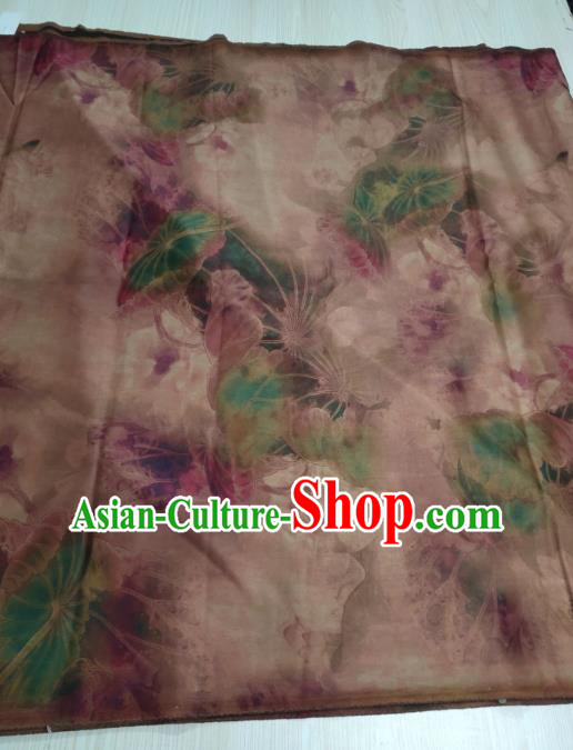 China Classical Silk Cloth Traditional Pink Lotus Pattern Gambiered Guangdong Gauze Cheongsam Satin Fabric China Classical Silk Cloth Traditional Pink Lotus Pattern Gambiered Guangdong Gauze Cheongsam Satin Fabric