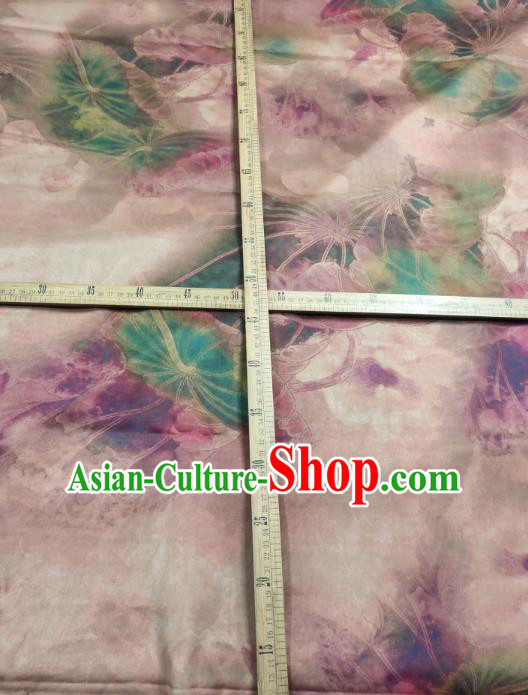China Classical Silk Cloth Traditional Pink Lotus Pattern Gambiered Guangdong Gauze Cheongsam Satin Fabric China Classical Silk Cloth Traditional Pink Lotus Pattern Gambiered Guangdong Gauze Cheongsam Satin Fabric